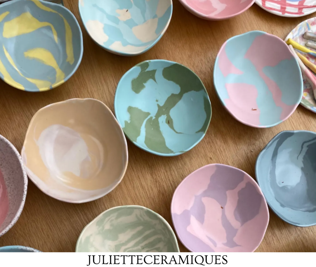 Colorful Marbled Bowls Clay Play