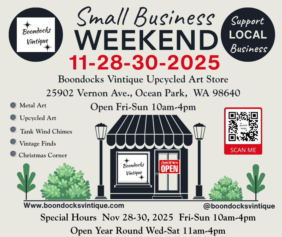 Small Business Weekend at Boondocks Vintique Upcycled Art Store Shop Local!