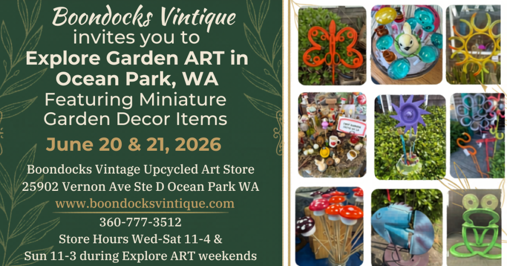 Explore Garden ART Featuring Miniature Garden Decor at Boondocks Vintique